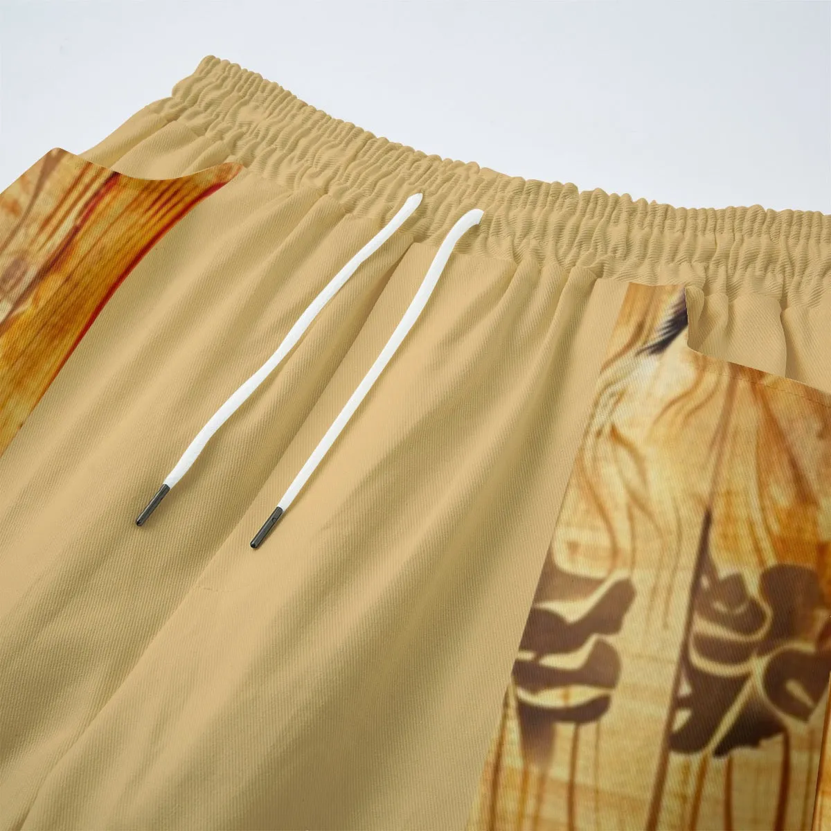 All-Over Print Unisex Straight Casual Pants | 245GSM Cotton tan skull/surfboard print