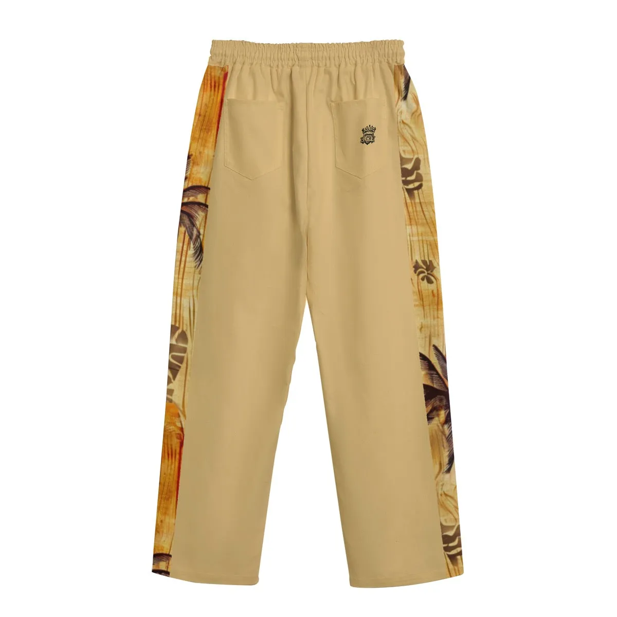 All-Over Print Unisex Straight Casual Pants | 245GSM Cotton tan skull/surfboard print