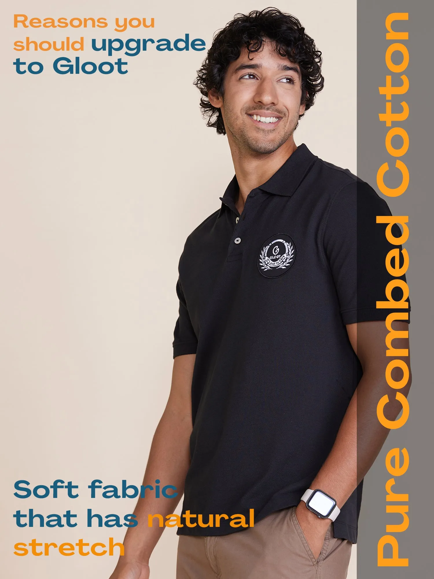 Badge Polo T-Shirt Black