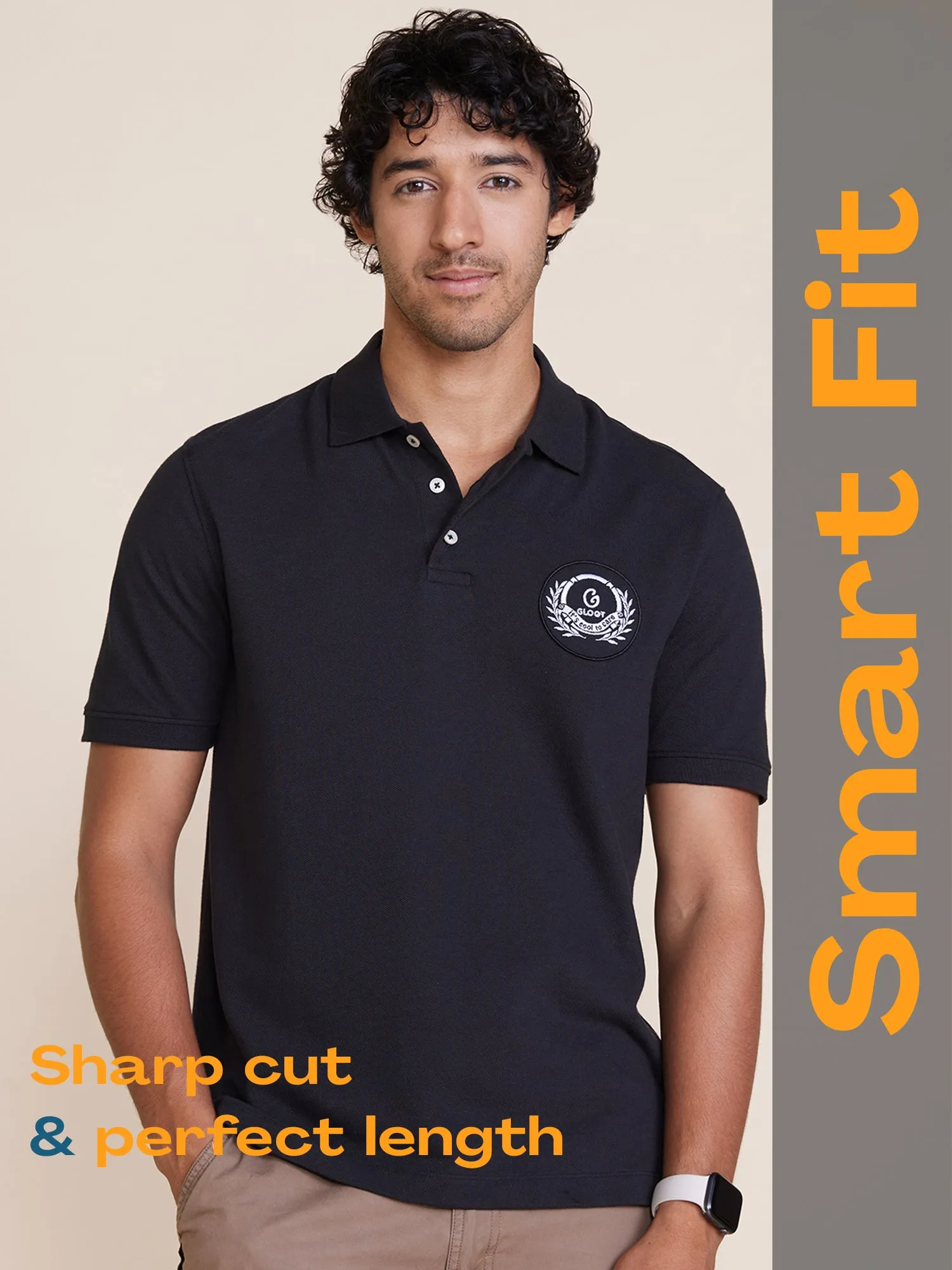 Badge Polo T-Shirt Black