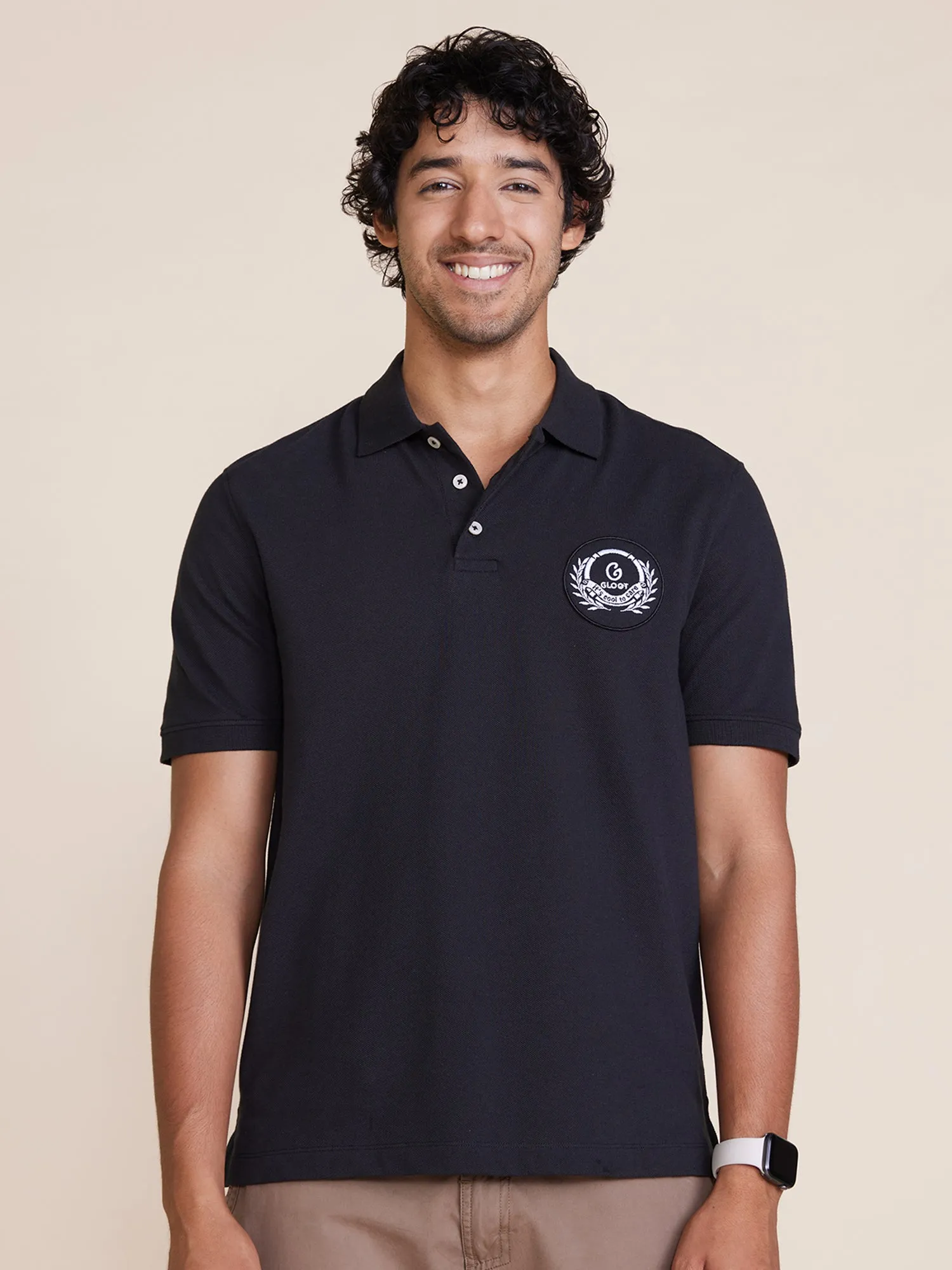 Badge Polo T-Shirt Black