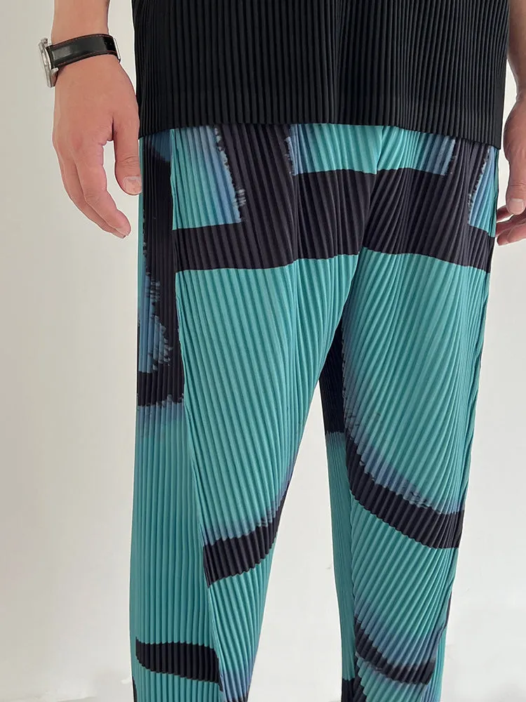 Beach Pleated Printing Pants