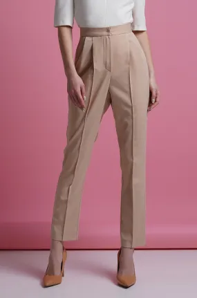 Beige pegged high waist pants
