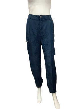 Johnny Was Pant Jogger Cargo Blue Animal Print Size: 10