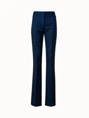 Slight Bootcut Silk Cotton Check Pants