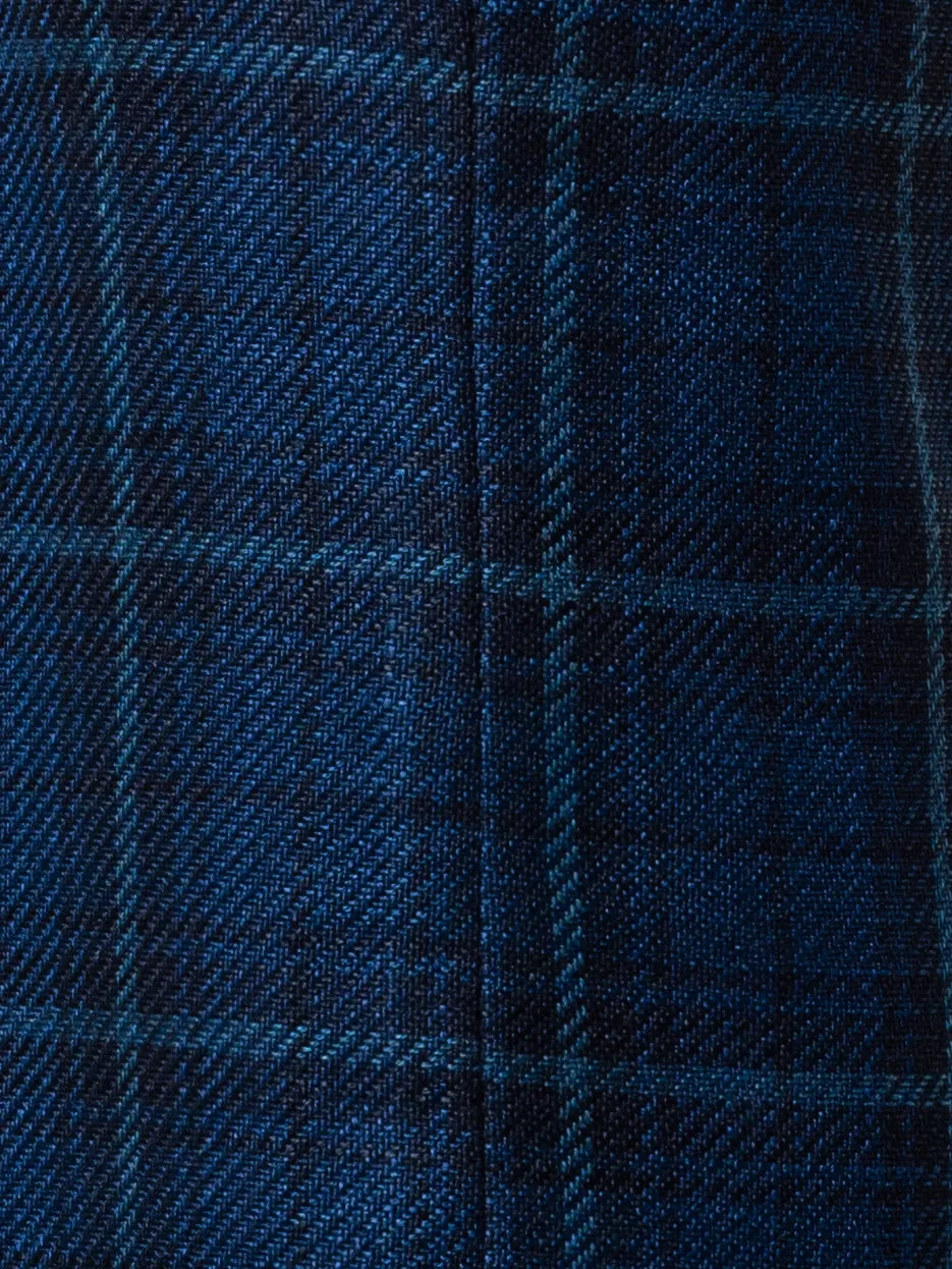 Slight Bootcut Silk Cotton Check Pants