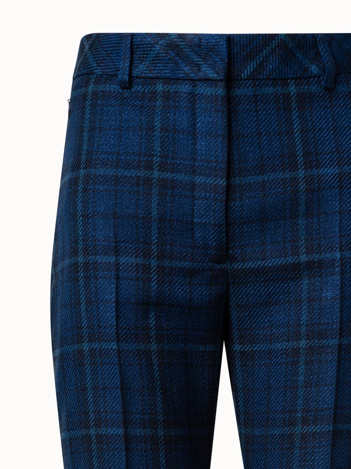 Slight Bootcut Silk Cotton Check Pants