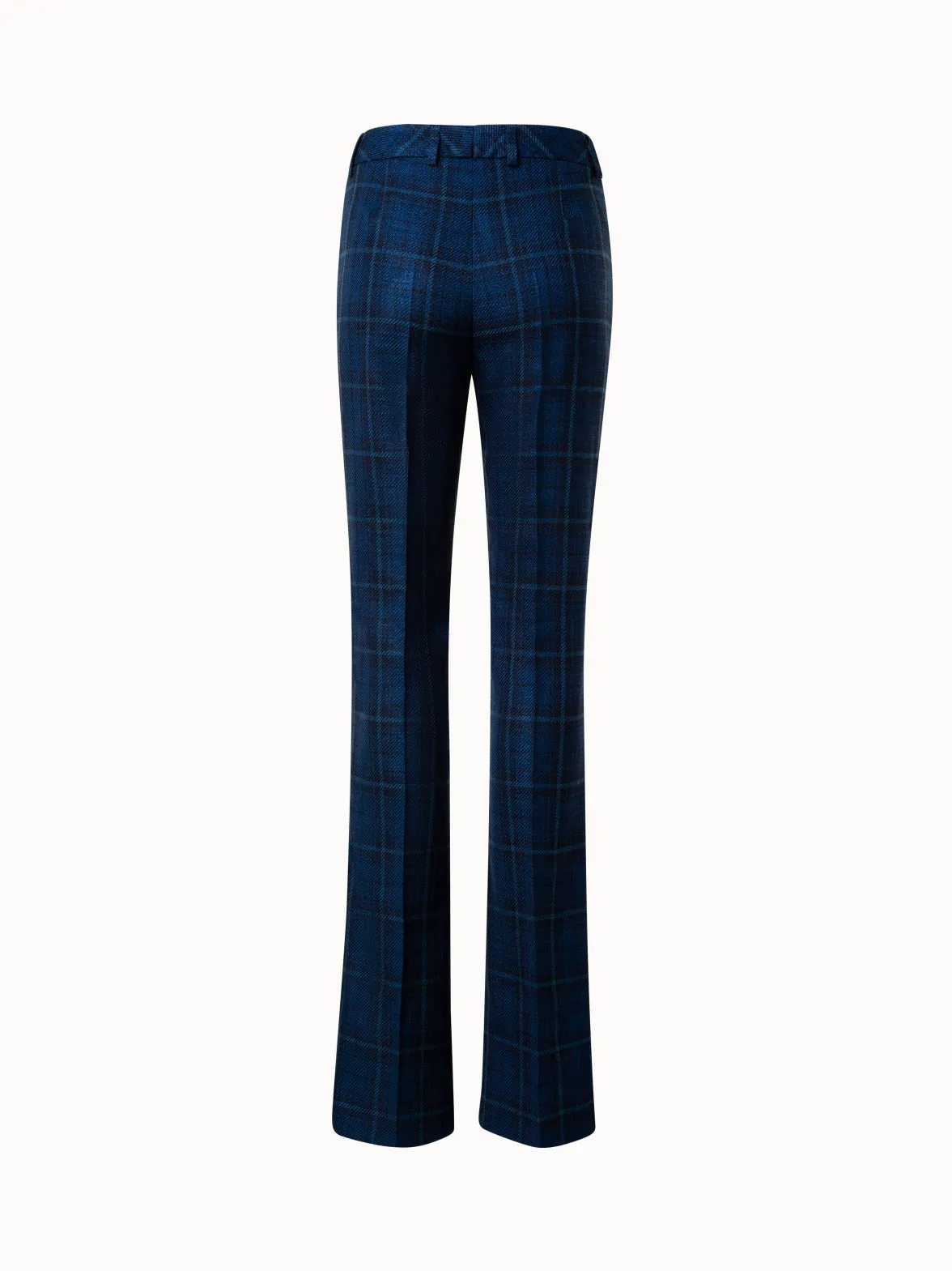 Slight Bootcut Silk Cotton Check Pants