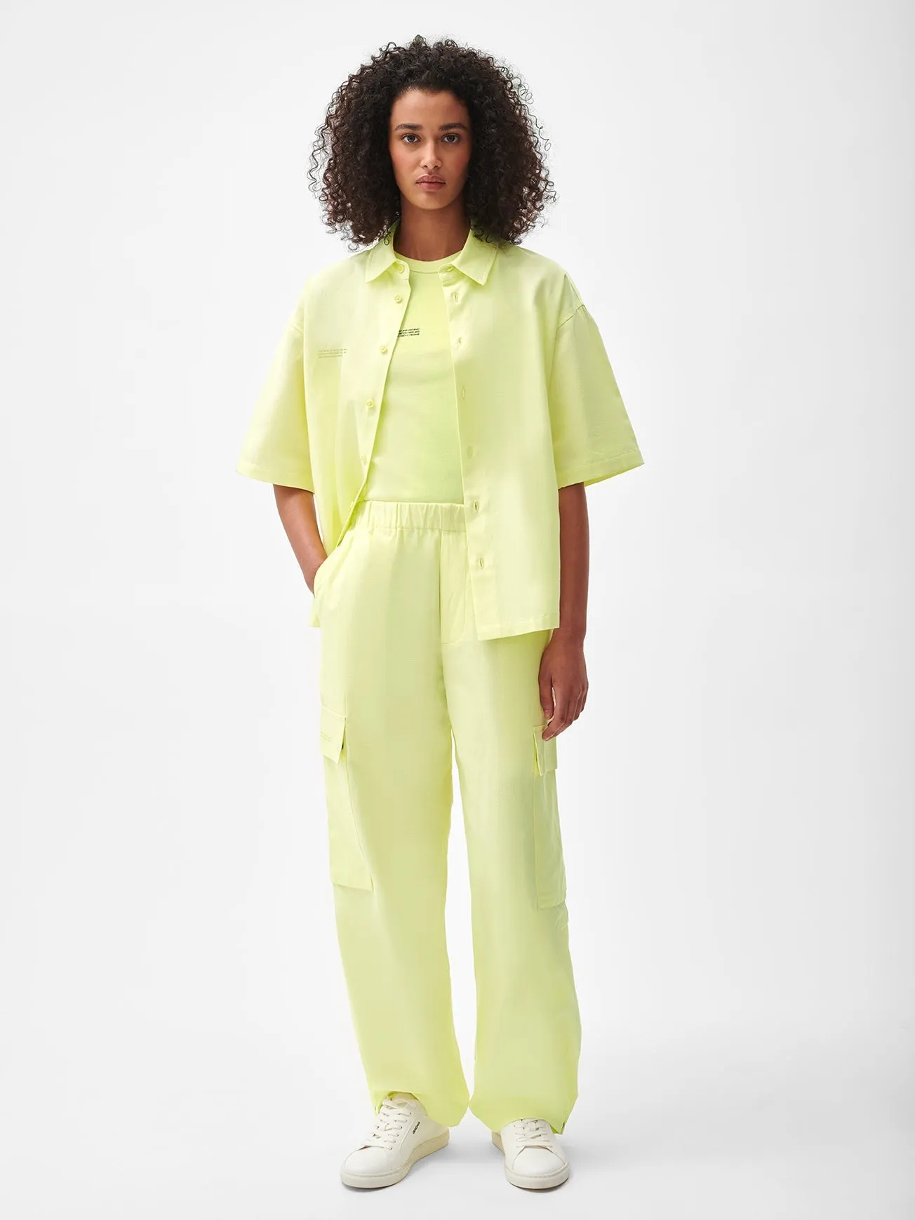 Womens Organic Cotton Linen Cargo Pants—andes green